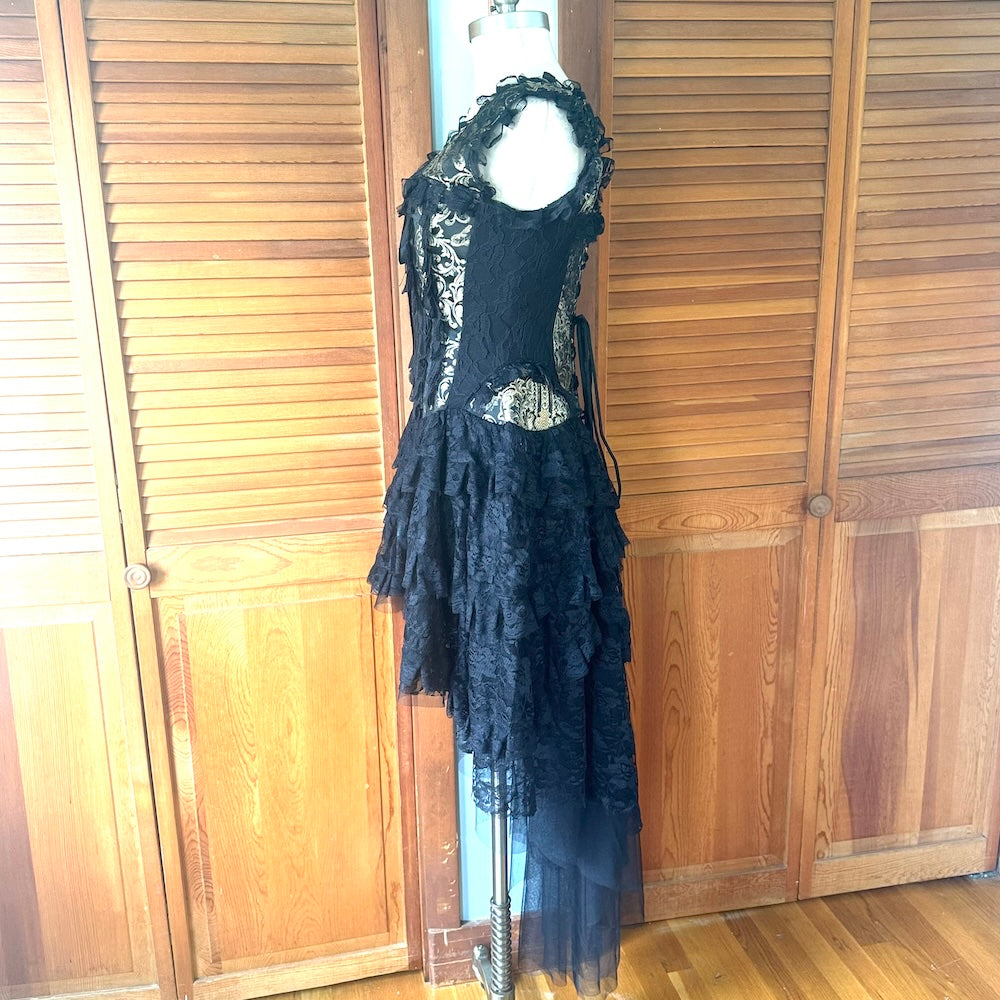 Burleska Gothic Victorian Renaissance Cabaret Golden Brocade Lace Corset Dress
