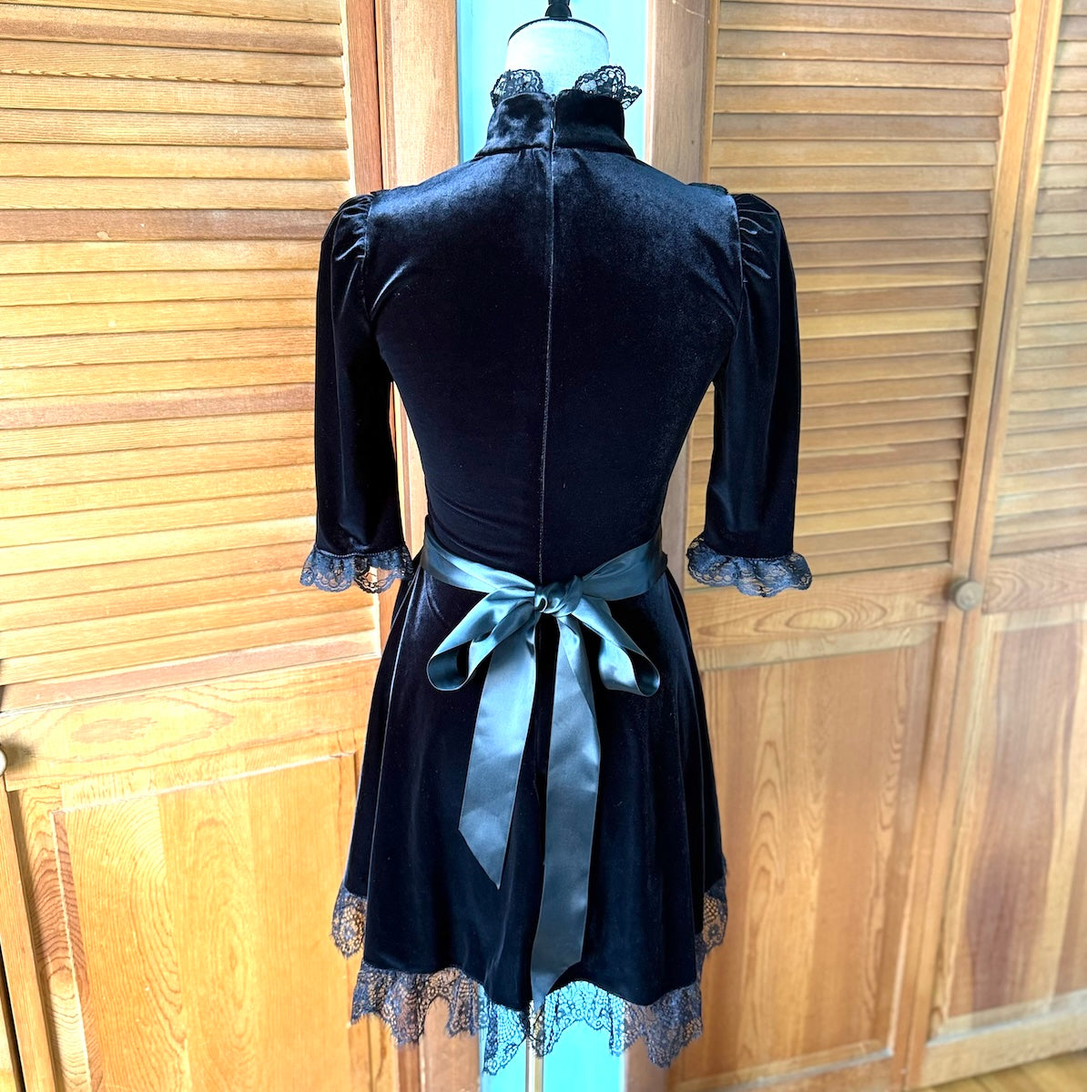 Dolls Kill Ladyhawke Black Velvet High Neck Cameo Dress