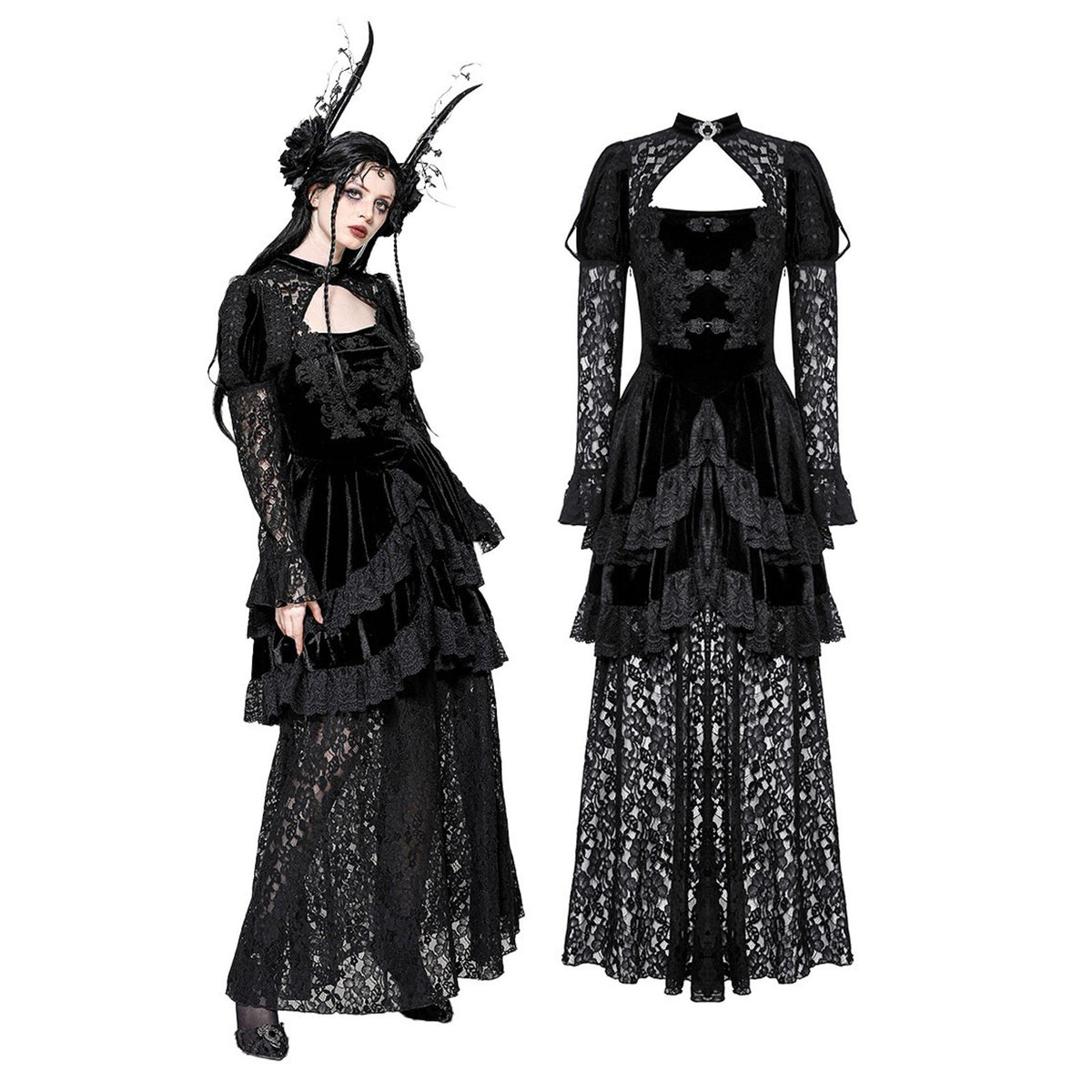 Dark In Love Gothic Victorian Lolita Princess Romantic Black Velvet Dress