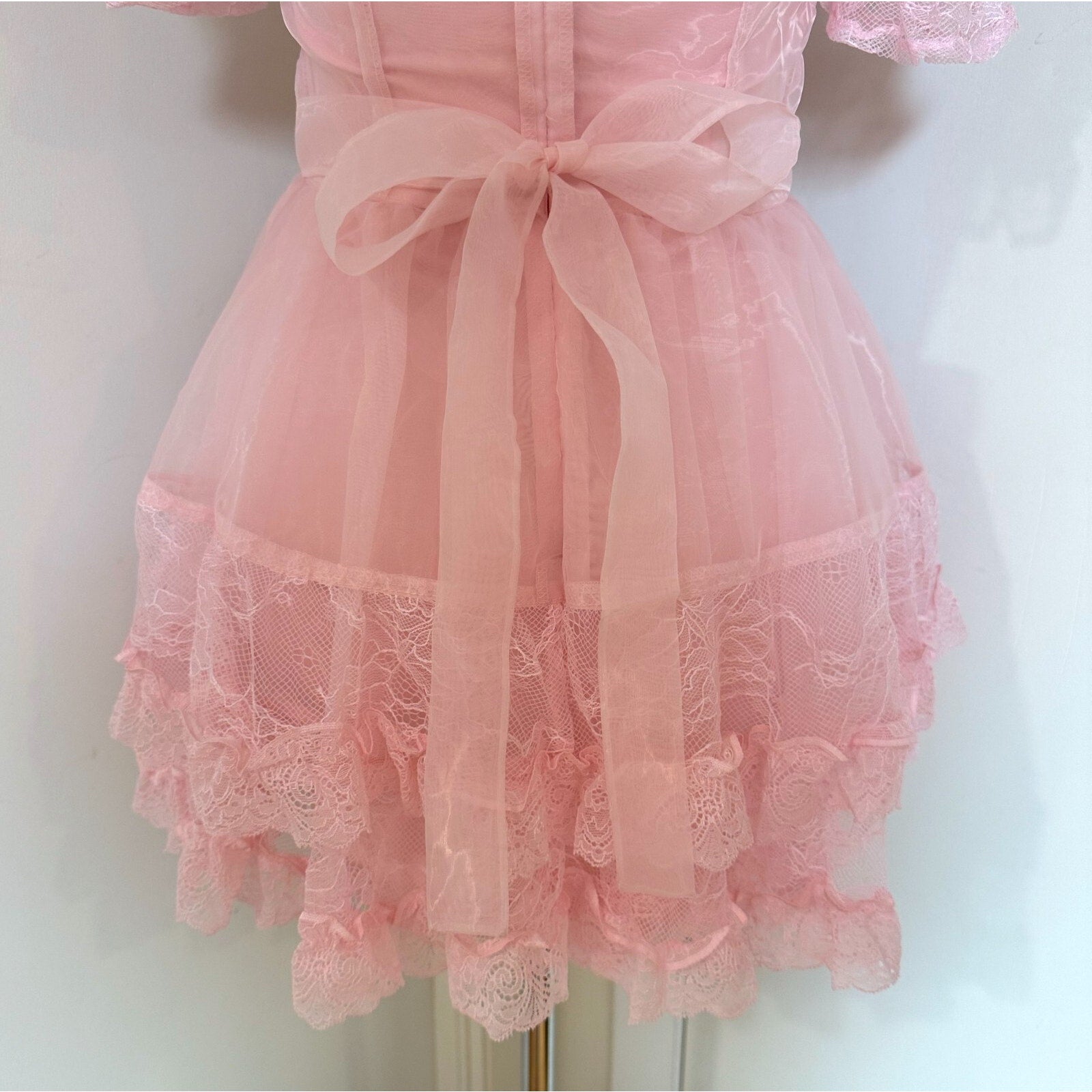 Dolls Kill Beguiling Princess Pink Organza & Lace Whimsigoth Dollcore Dress