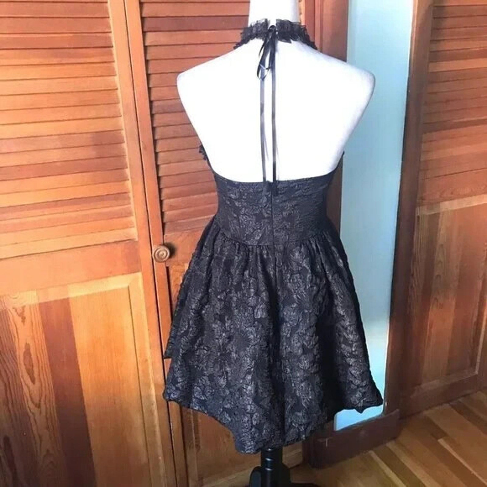 Gothic Lolita EGL Dark Fairycore Visual Kei Black Cross Lace Choker Mini Dress