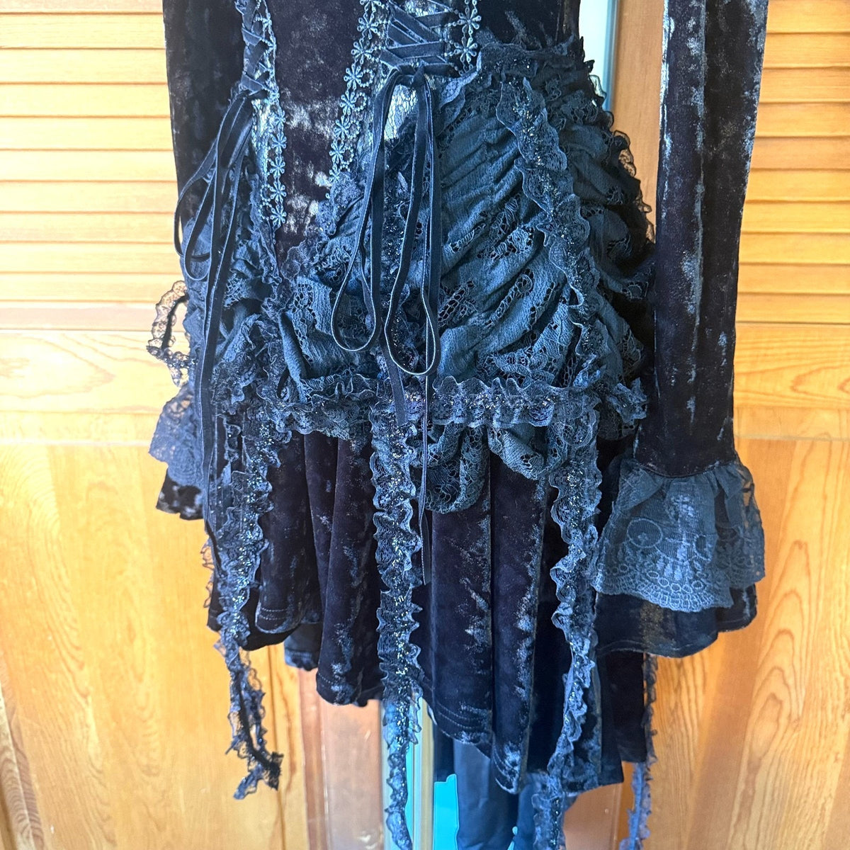 Dark In Love Gothic Victorian Dark Fairy Fare Black Velvet Lace Up Dress
