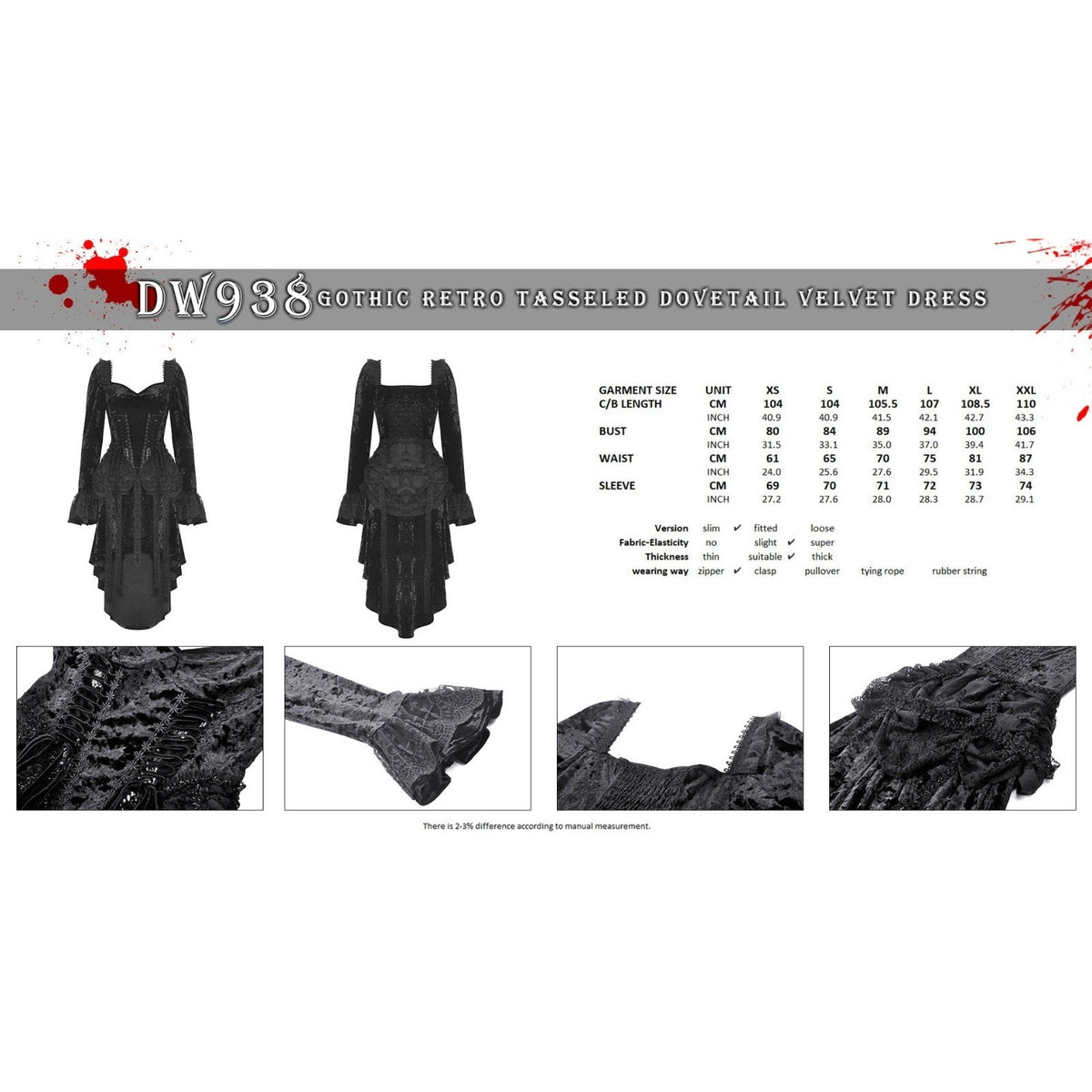 Dark In Love Gothic Victorian Dark Fairy Fare Black Velvet Lace Up Dress