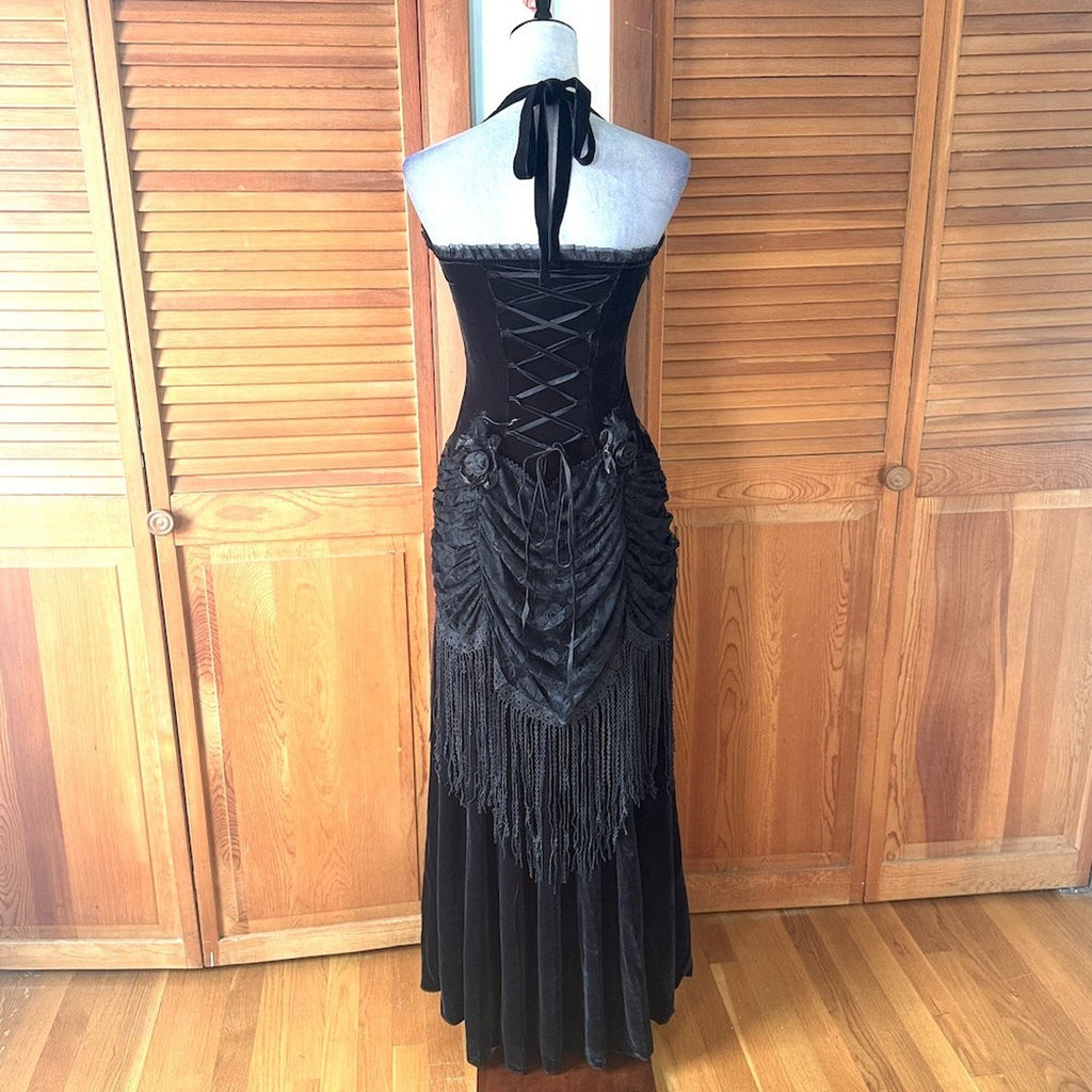 Devil Fashion Gothic Victorian Vampire Decadent Decay Black Velvet Lace Dress