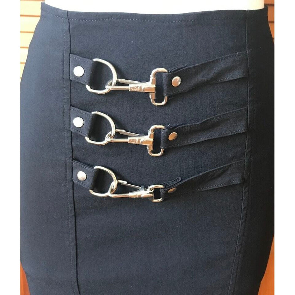 Vintage Lip Service Gangsta Pranksta Goth Punk Emo Black Fishtail Buckle Skirt S