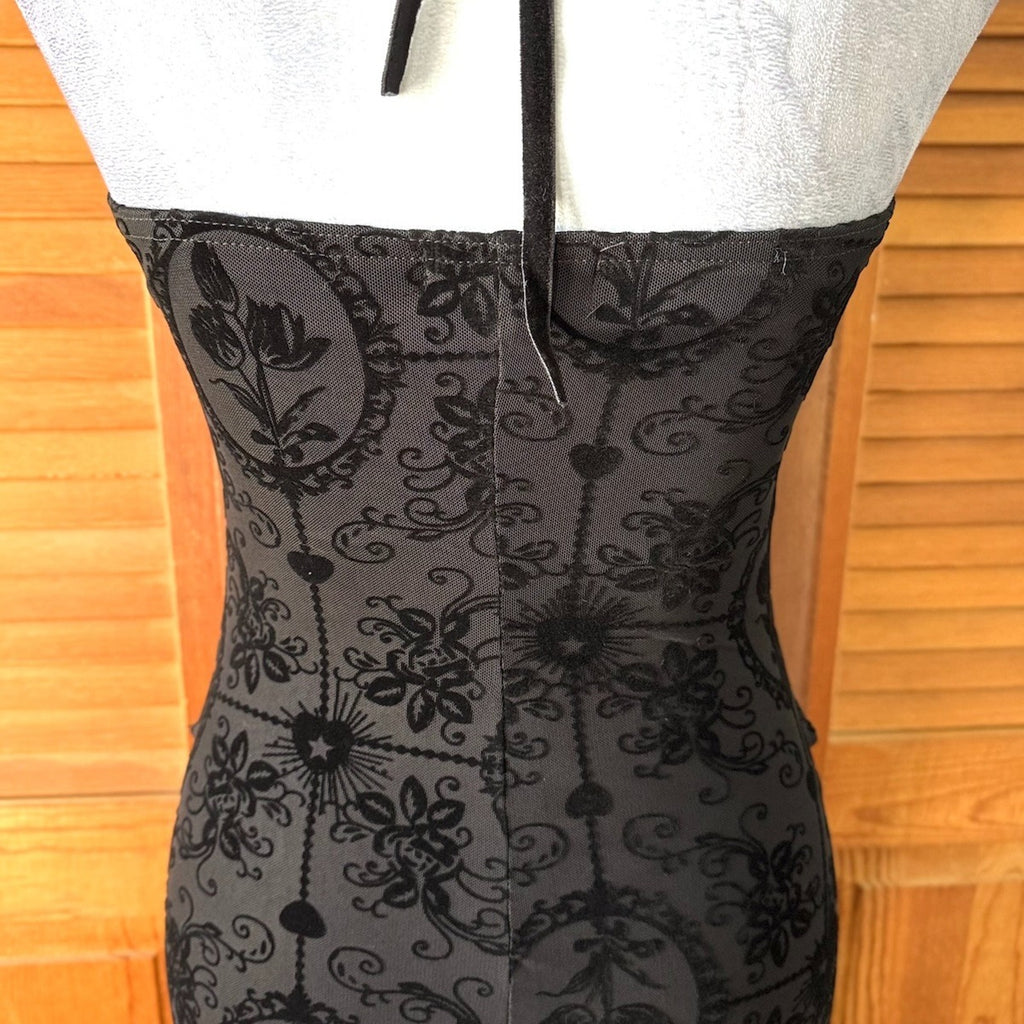 Gothic Victorian Vampire Dark Fairy Torture Garden Black Ruffle & Strap Dress S