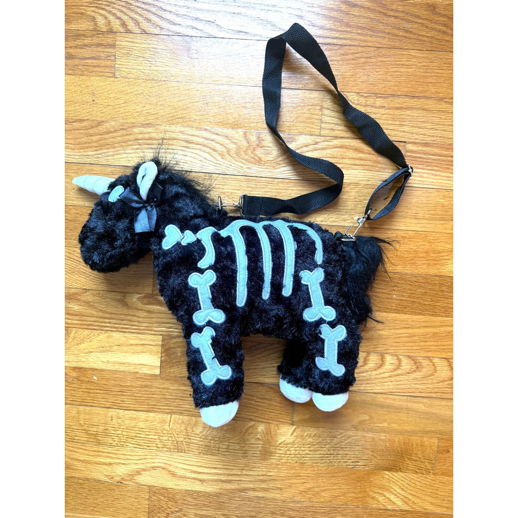 Gothic Lolita EGL Punk Kawaii Black Skeleton Zombie Unicorn Plushie Bag