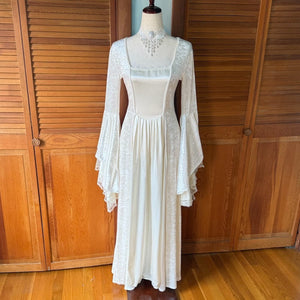 Vintage Lip Service Gothic Victorian Bride of Frankenstein White Velvet Dress S