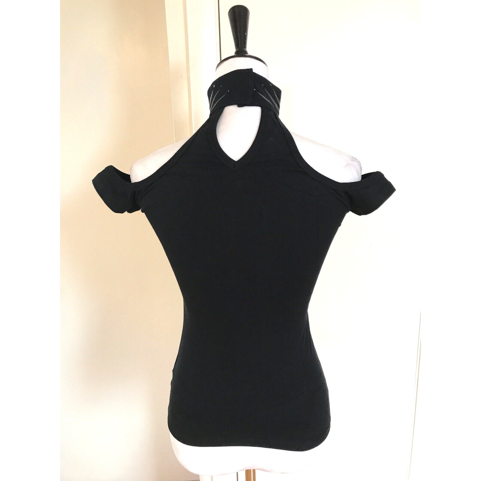 Vintage Lip Service Millennium Moon Goth Punk Cyber Tribal Halter Top Black L