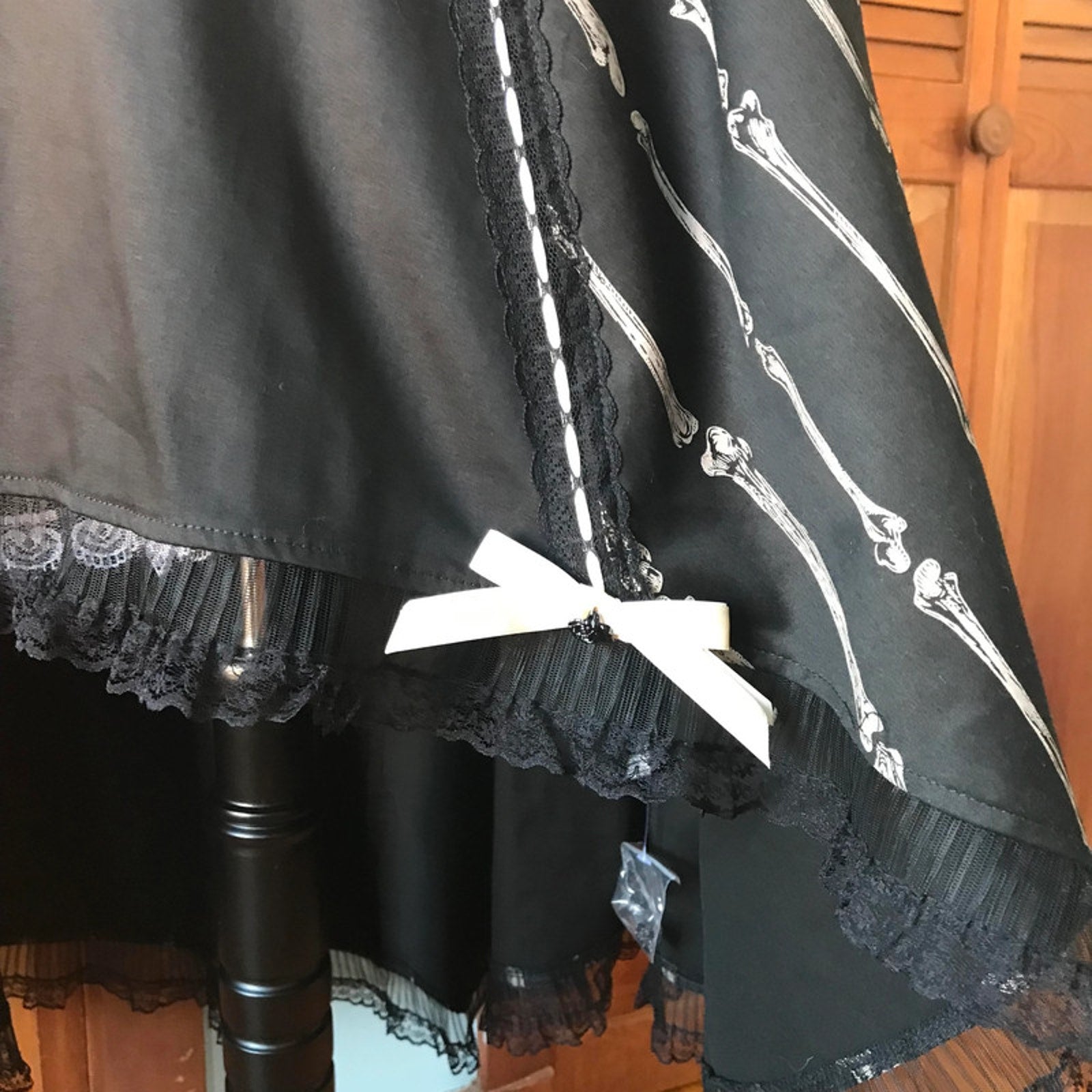 Vintage Lip Service Lolita Bones Gothic Victorian EGL Black Bustle Skirt