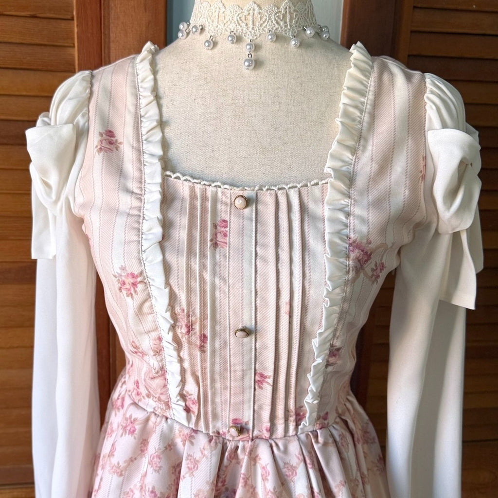 Liz Lisa J-Fashion Kawaii Gyaru Dollcore Pink Rose White Bow Tunic Dress XS