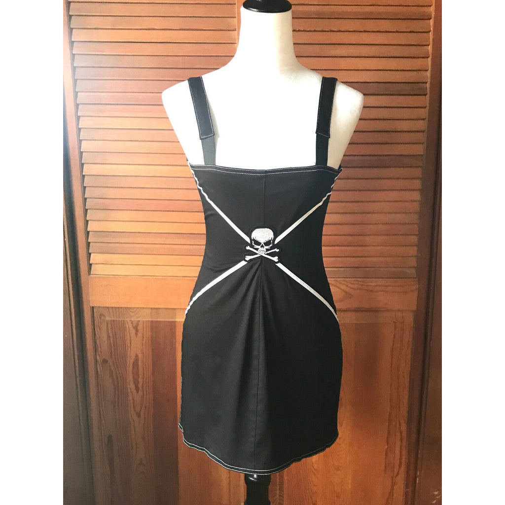 Phaze UK Goth Punk Sexy Skull Back Cotton Mini Dress 10 = S