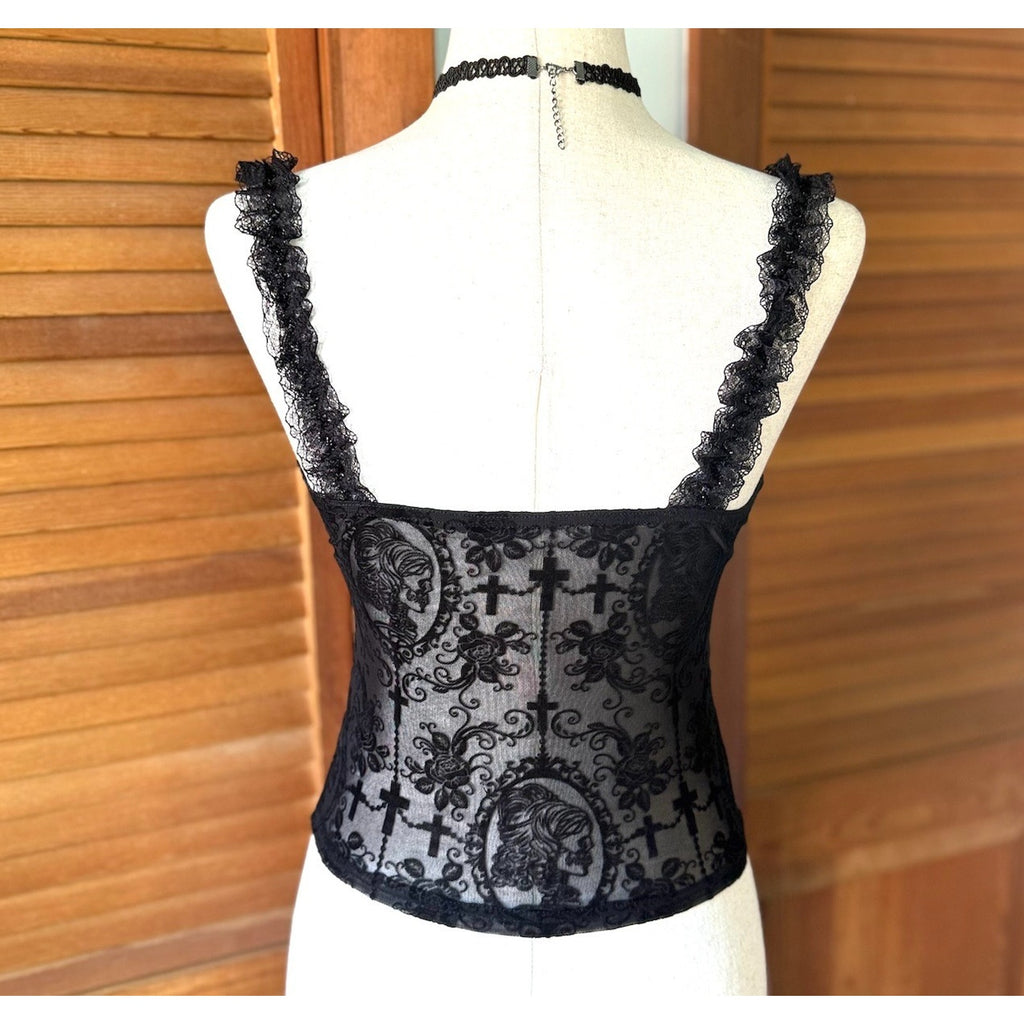 Gothic Lolita Victorian Vkei Dead Princess Cross & Bow Tank Cami Top