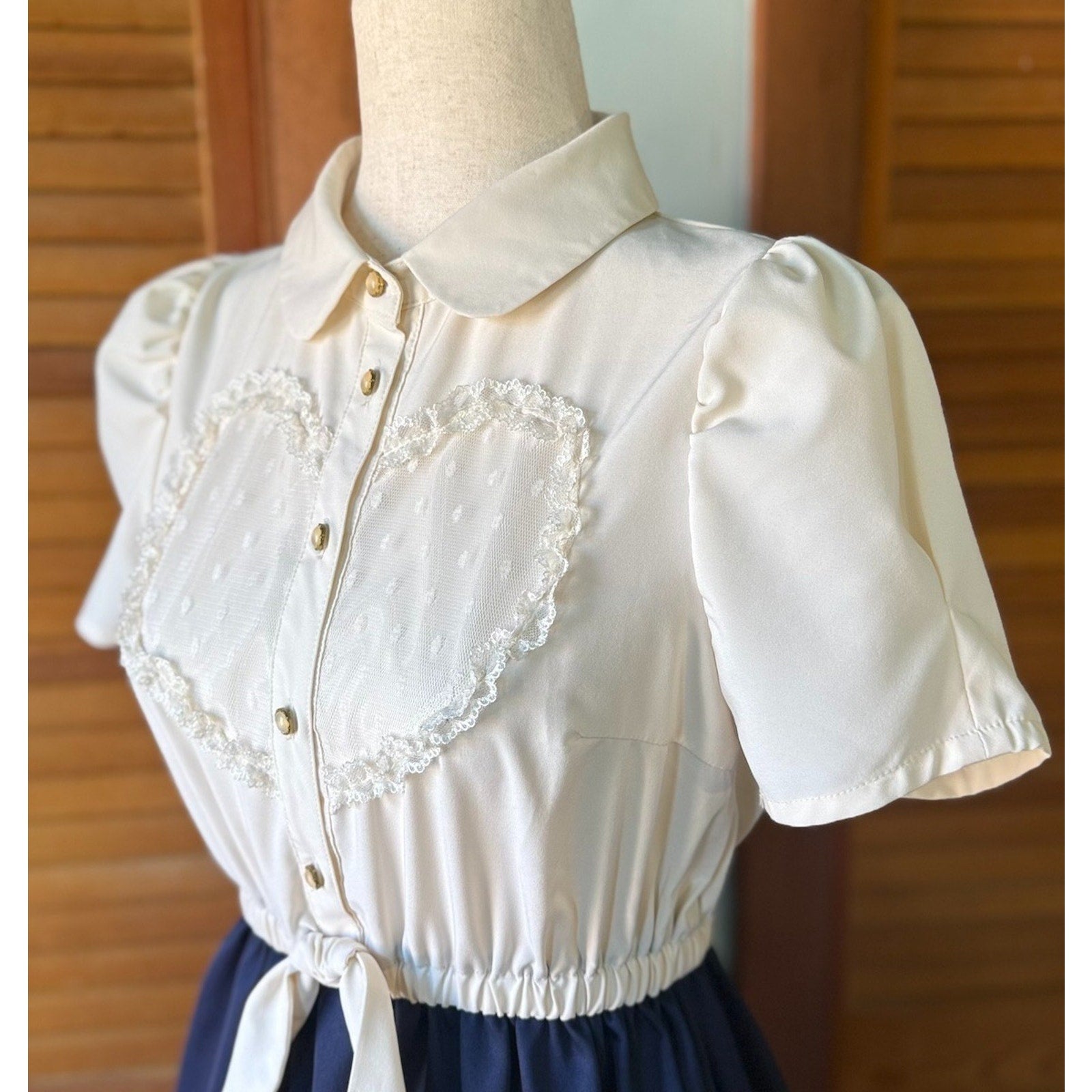 Liz Lisa Penderie Lolita Jirai Gyaru Dollcore White & Blue Heart Tie Dress S