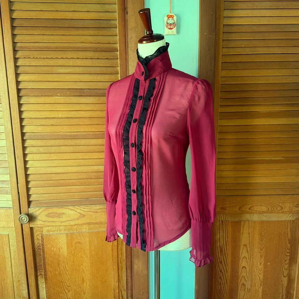 Jawbreaker Gothic Victorian Vampire Aristocrat High Neck Blouse Top XS-S