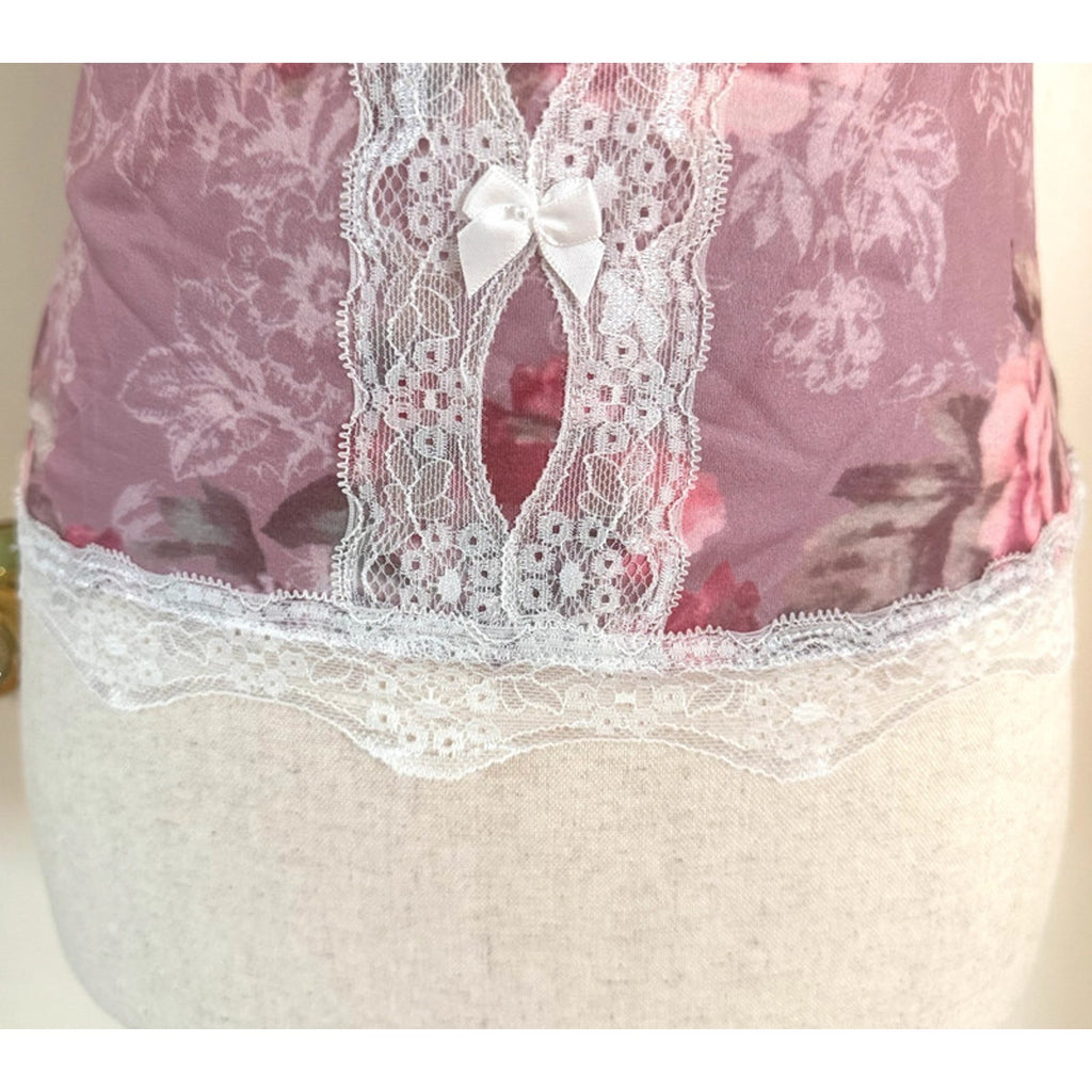 Whimsigoth Pastel Goth Victorian J-fashion Lolita Pink Rose White Lace Cami