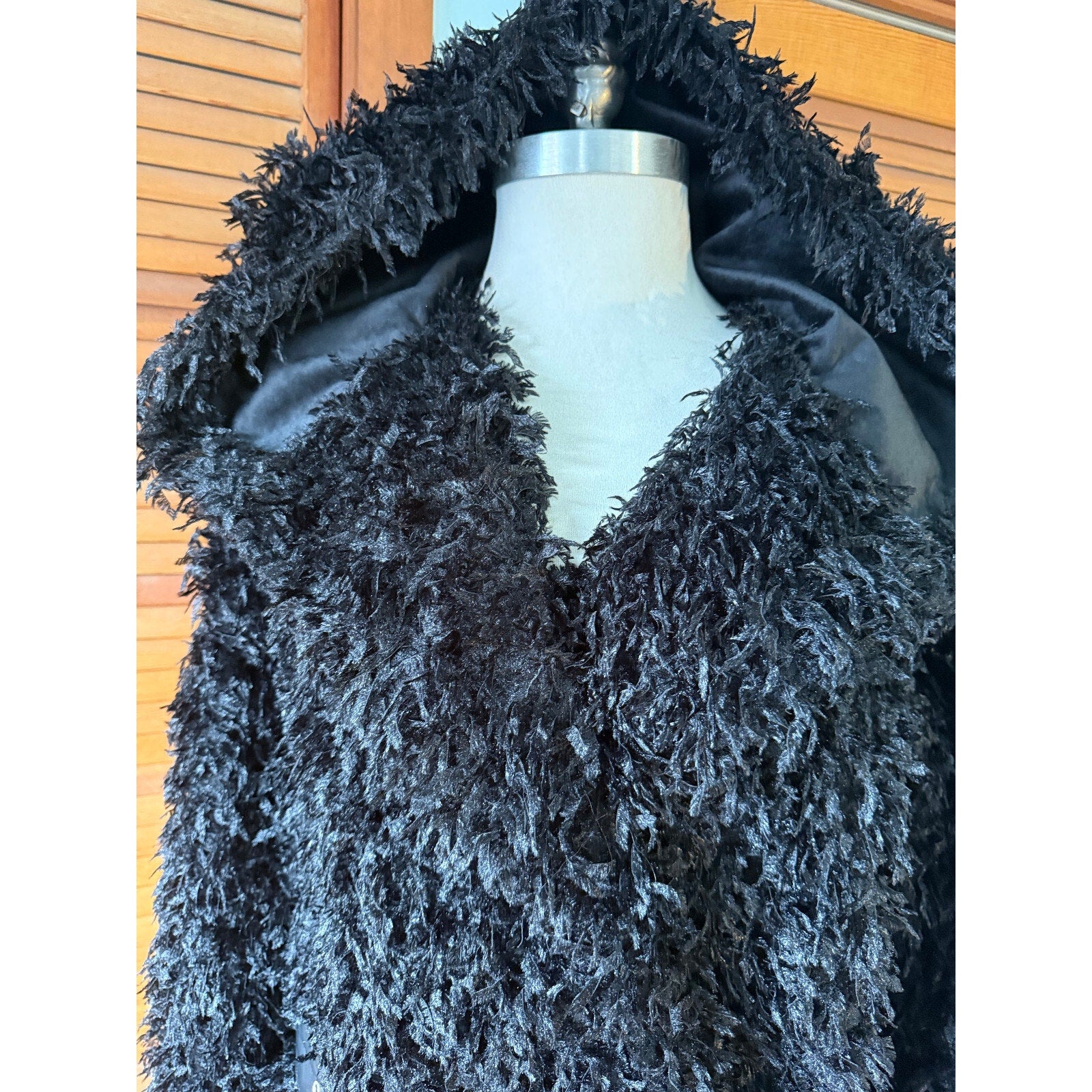 Killstar Goth Punk Black Faux Fur & Buckles Oversized Hooded Coat Jacket S-M