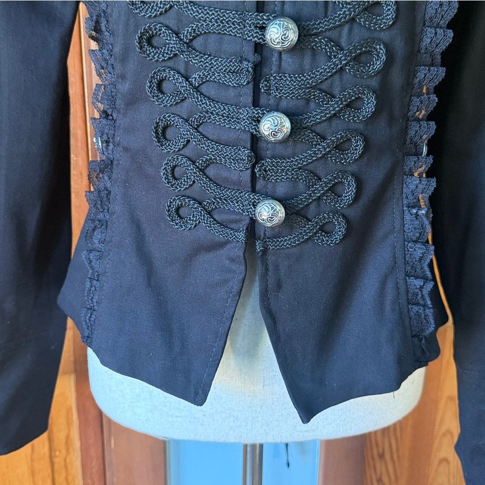 Gothic Victorian Vampire Military Black Tailcoat Jacket S-M