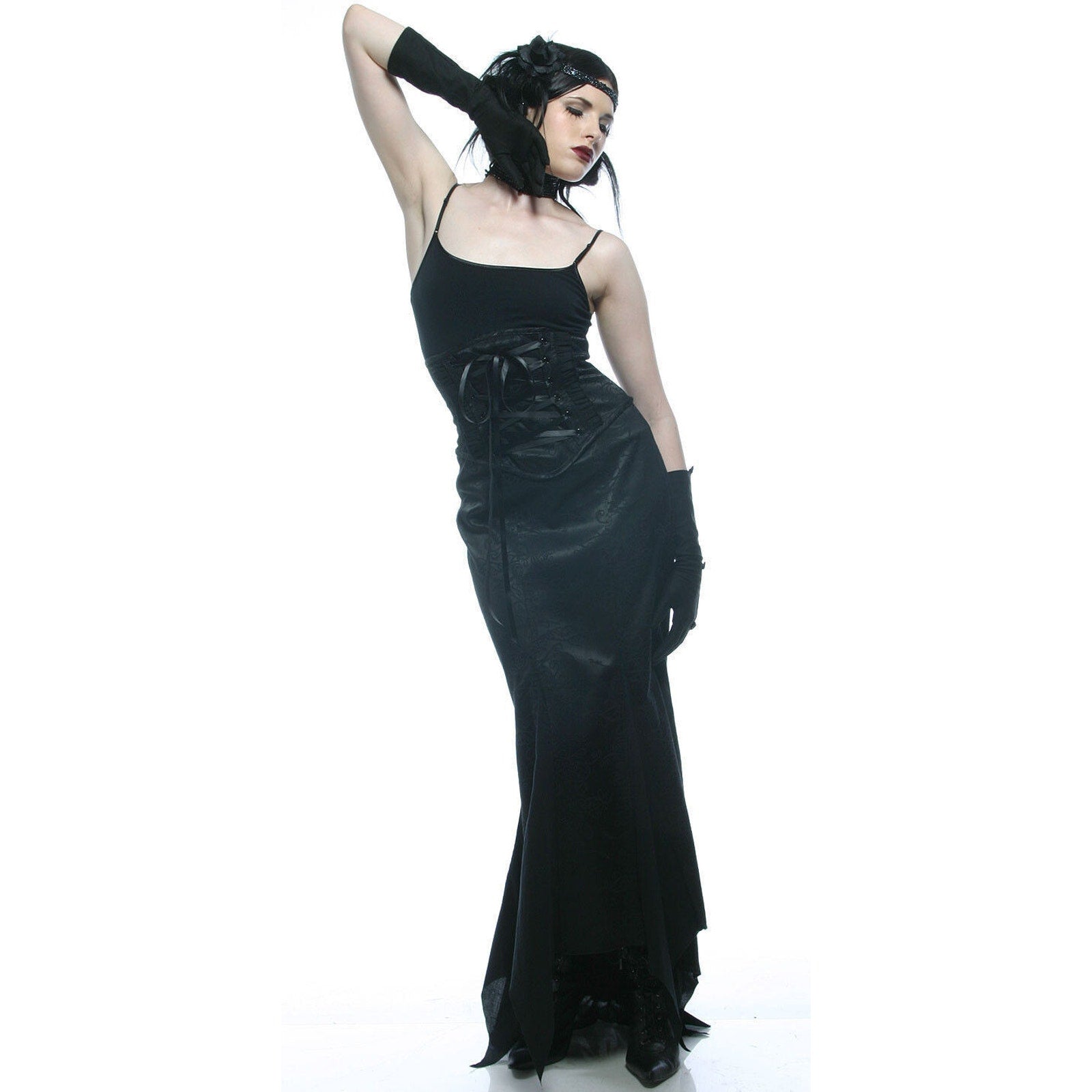 Vintage Lip Service Exit to Eden Gothic Victorian High Waist Black Skirt XS