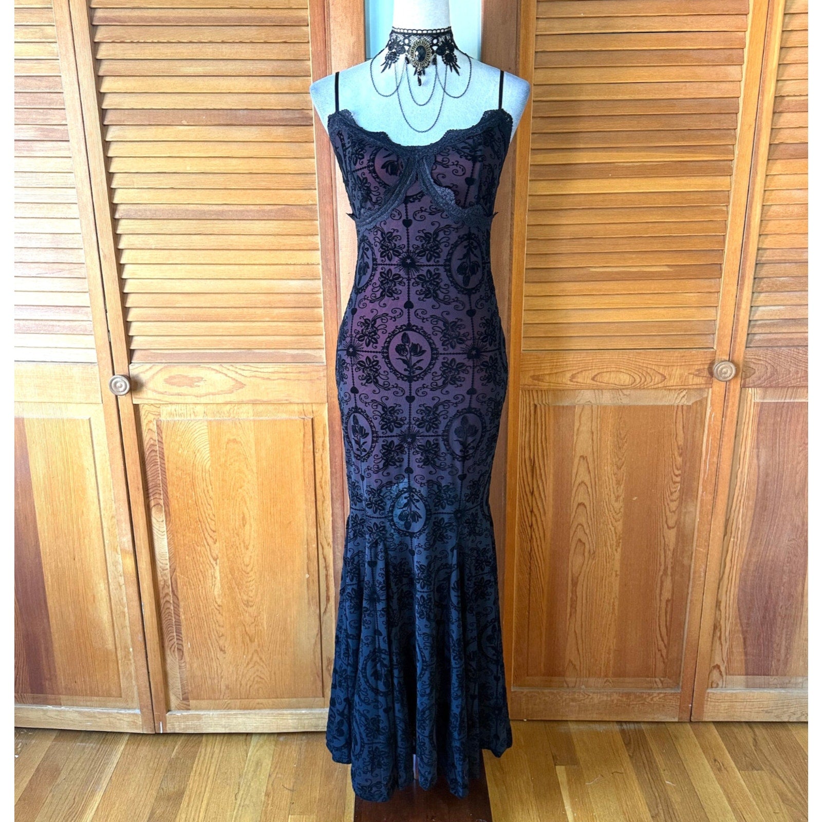 Gothic Victorian My Perfect Love Garden Goth Black Red Mermaid Summer Dress