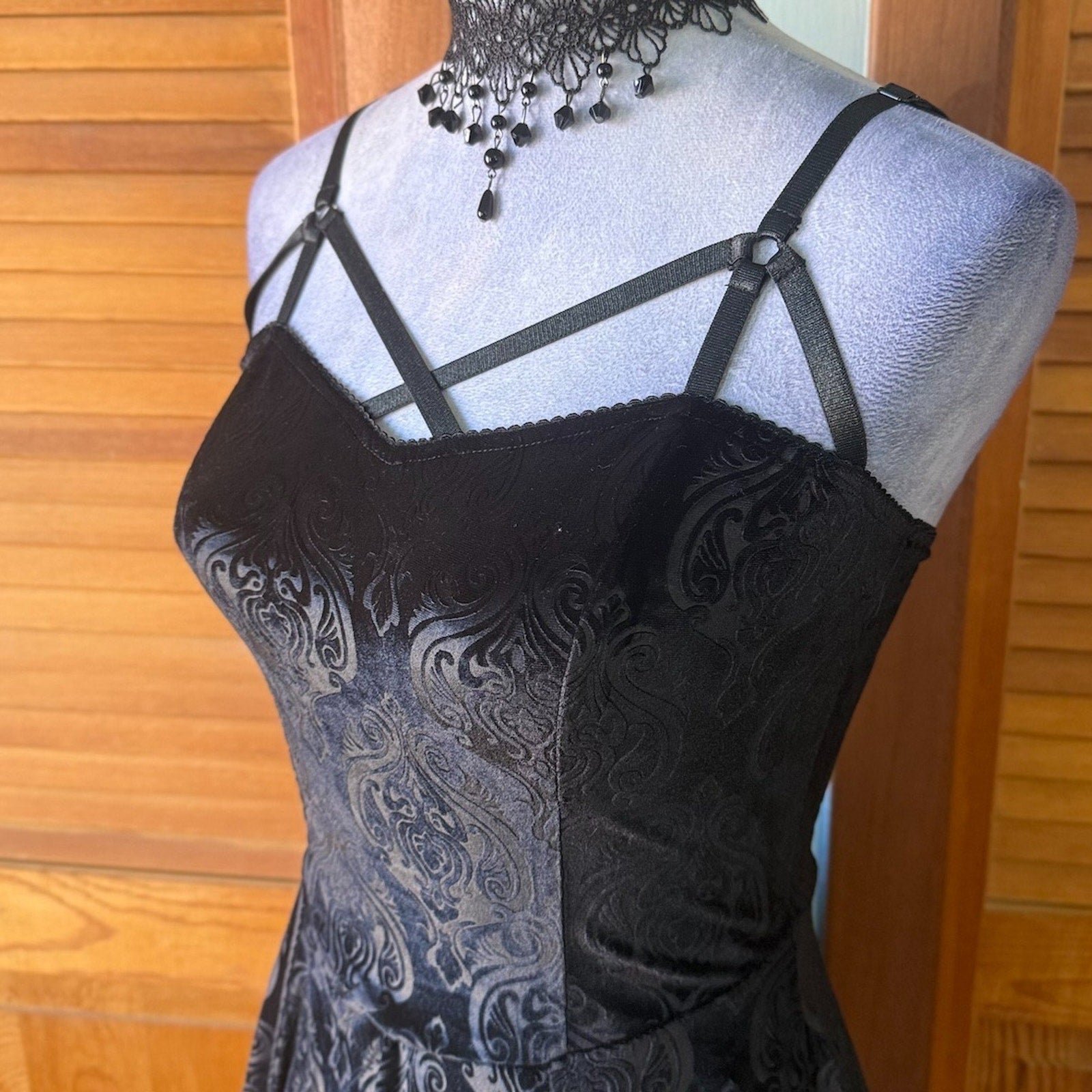 Dolls Kill Gothic Witch Emo Dark Fairycore Black Velvet Pixie Hem Dress XS