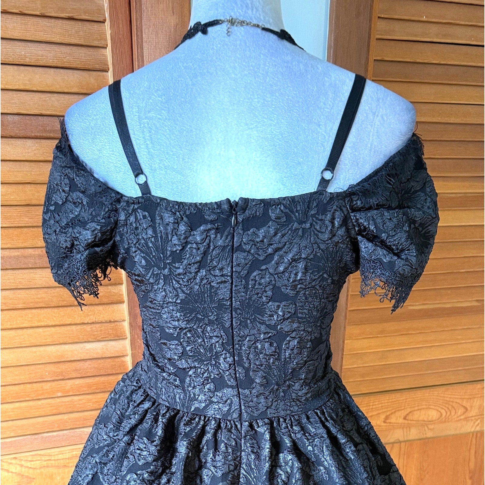 Gothic Victorian Lolita EGL Flower Spiderweb Midnight Fairy Dress + Petticoat S