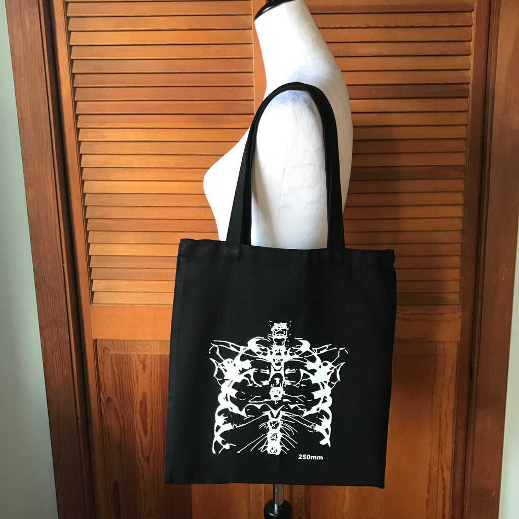 Punk Goth Emo X-Ray Skeleton Bone Black Canvas Tote Bag