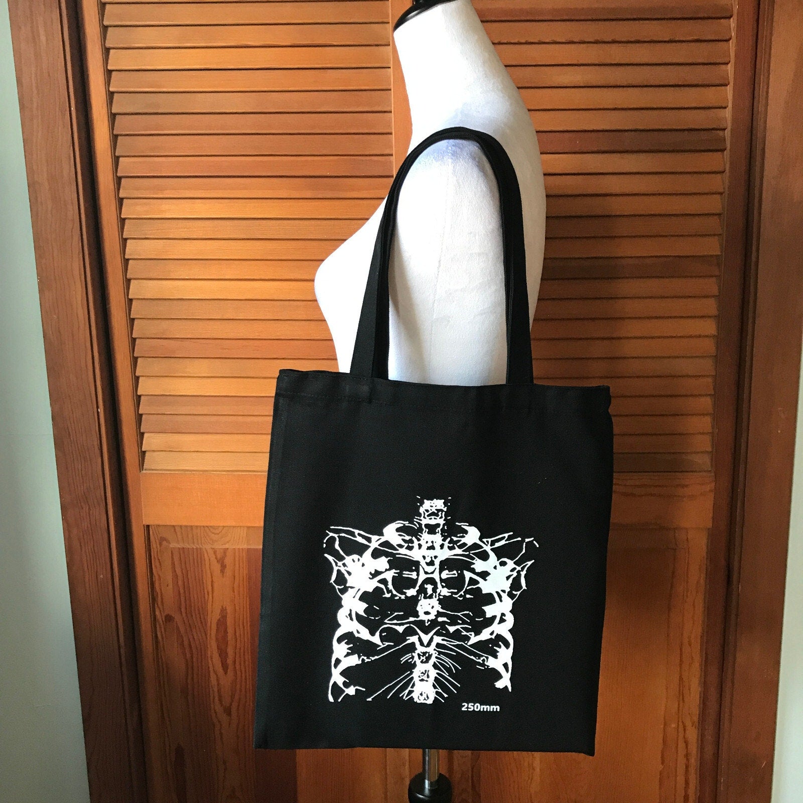 Punk Goth Emo X-Ray Skeleton Bone Black Canvas Tote Bag