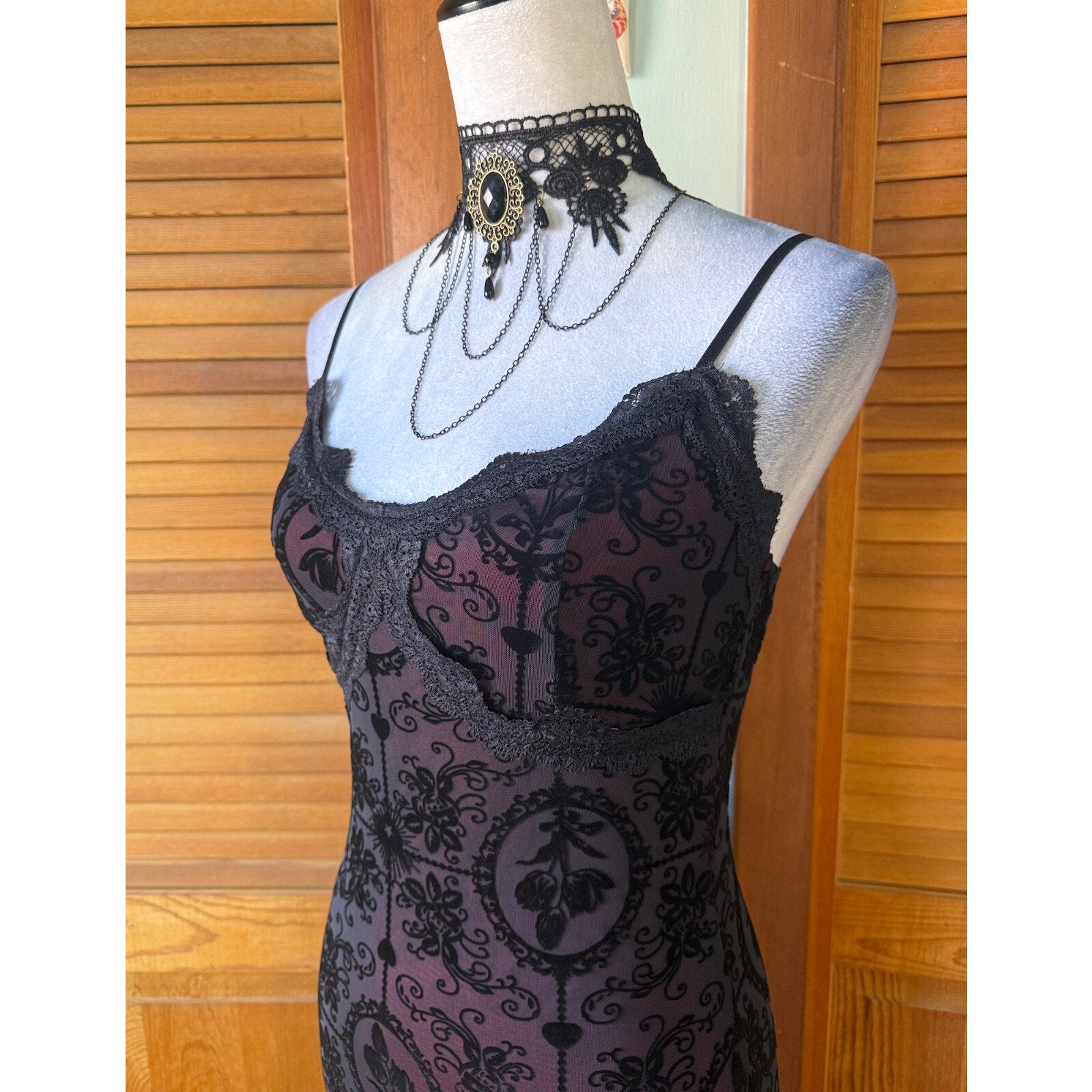 Gothic Victorian My Perfect Love Garden Goth Black Red Mermaid Summer Dress