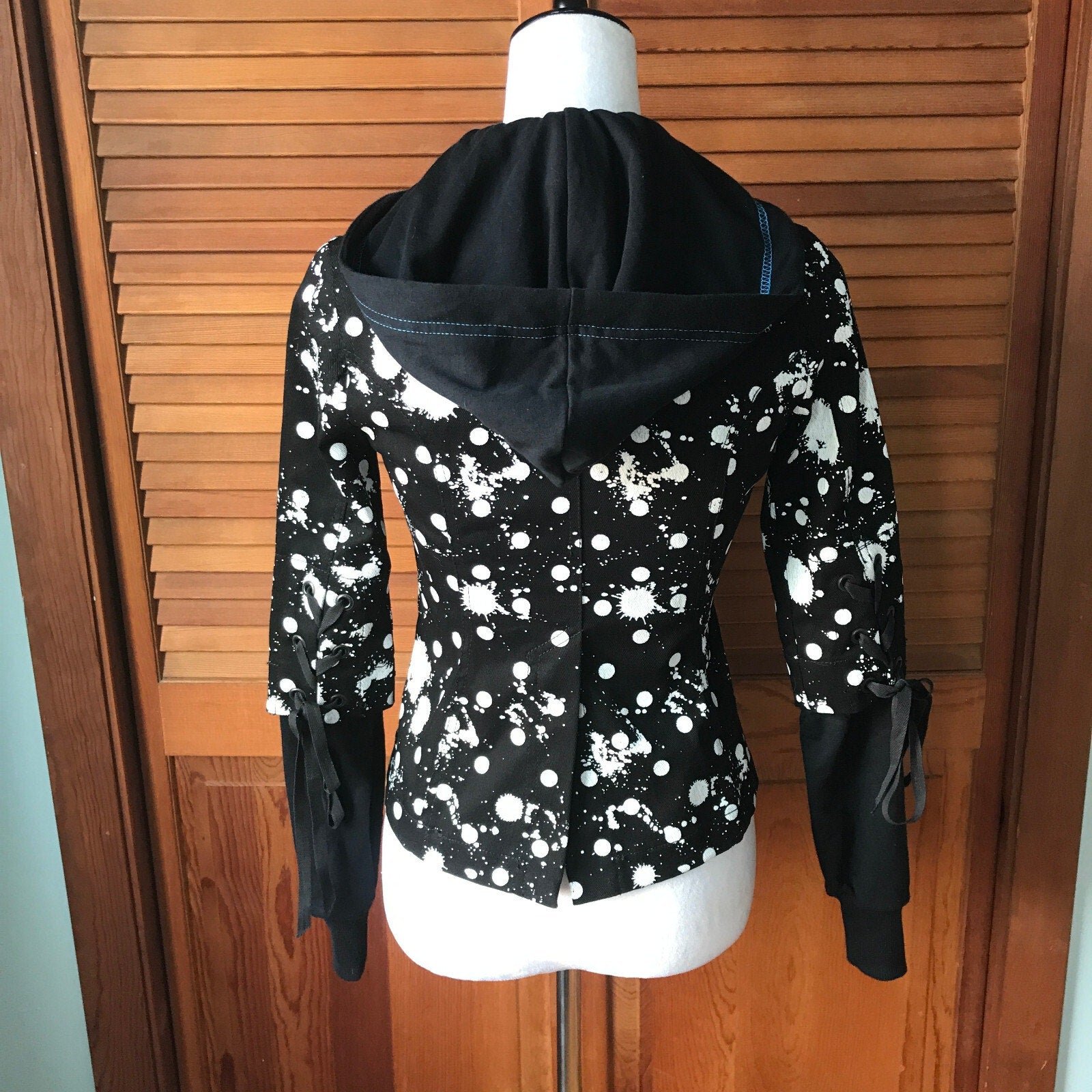 Vintage Lip Service Polka Splatz Punk Goth Hooded Jacket XS