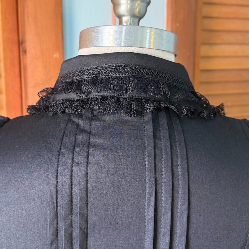 ACDC Rag Gothic Lolita EGL Aristocrat Black Bow Ruffle Transformer Shirt M