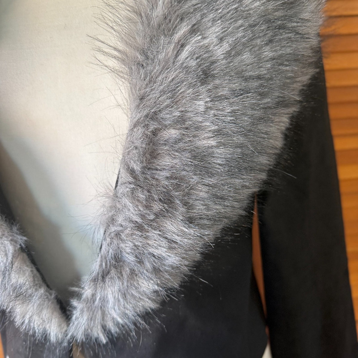 Goth Punk Vampire Werewolf Unleashed Black Gray Faux Fur Collar Fall Jacket