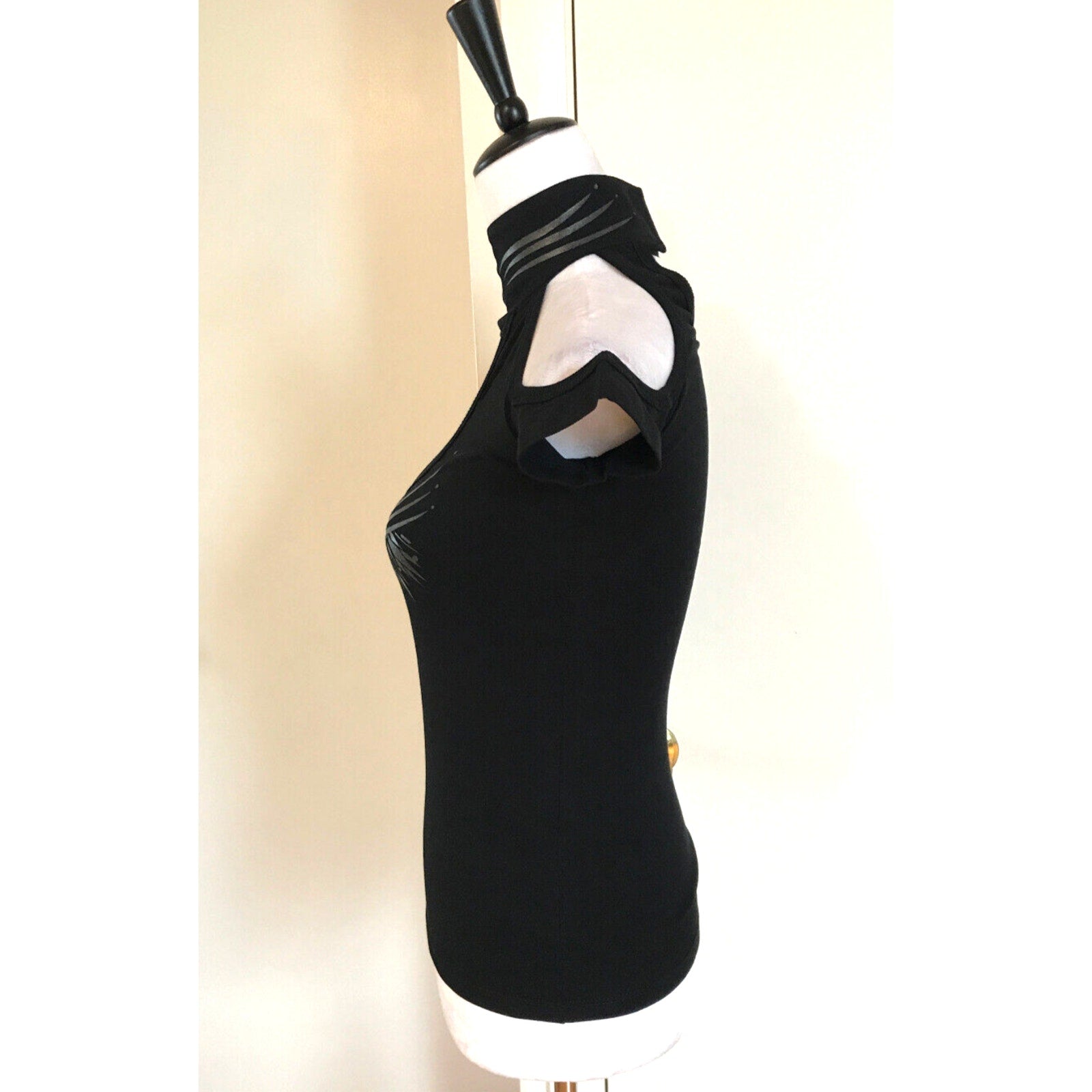 Vintage Lip Service Millennium Moon Goth Punk Cyber Tribal Halter Top Black L