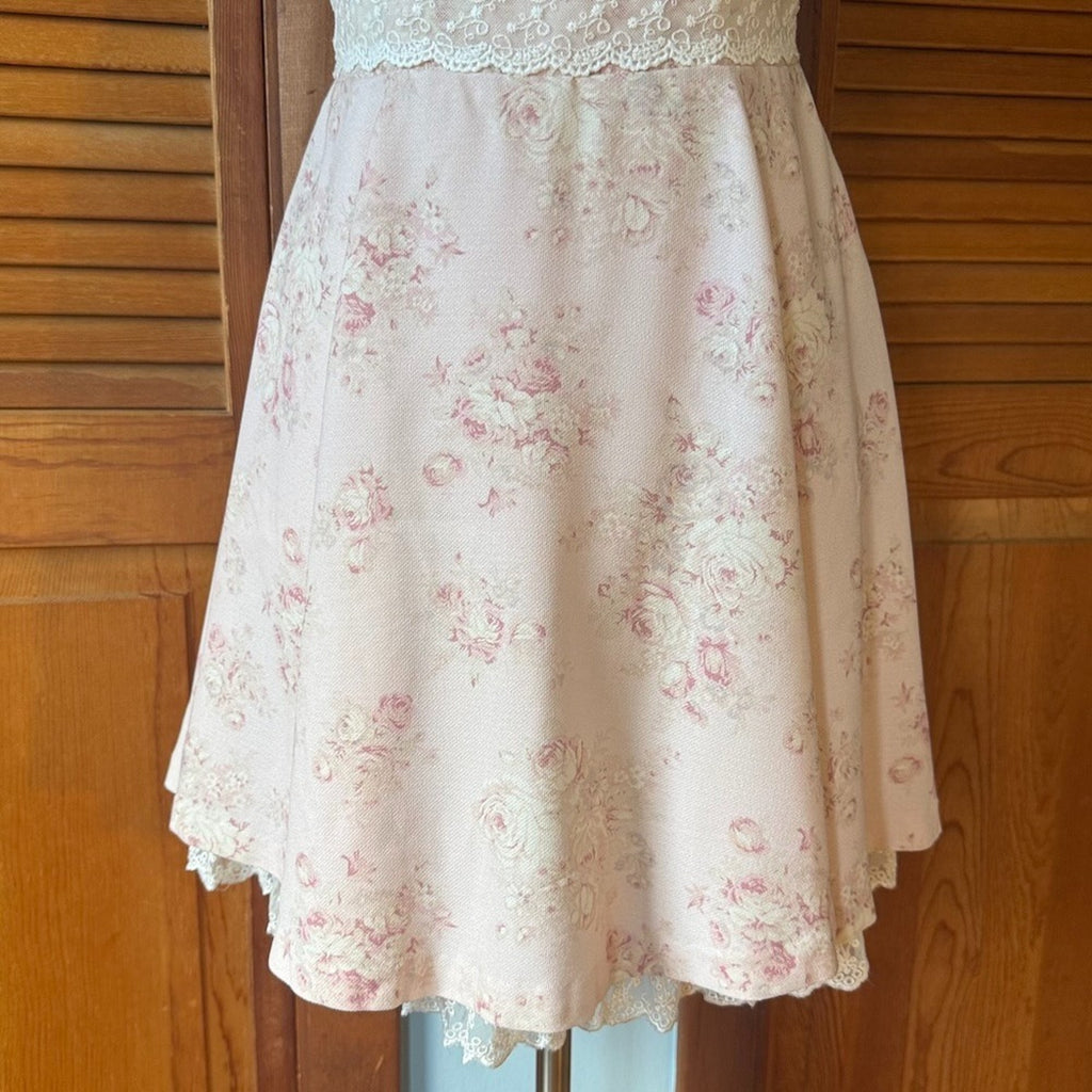 Liz Lisa J-fashion Gyaru Himekaji Light Pink Rose White Lace Summer Dress S