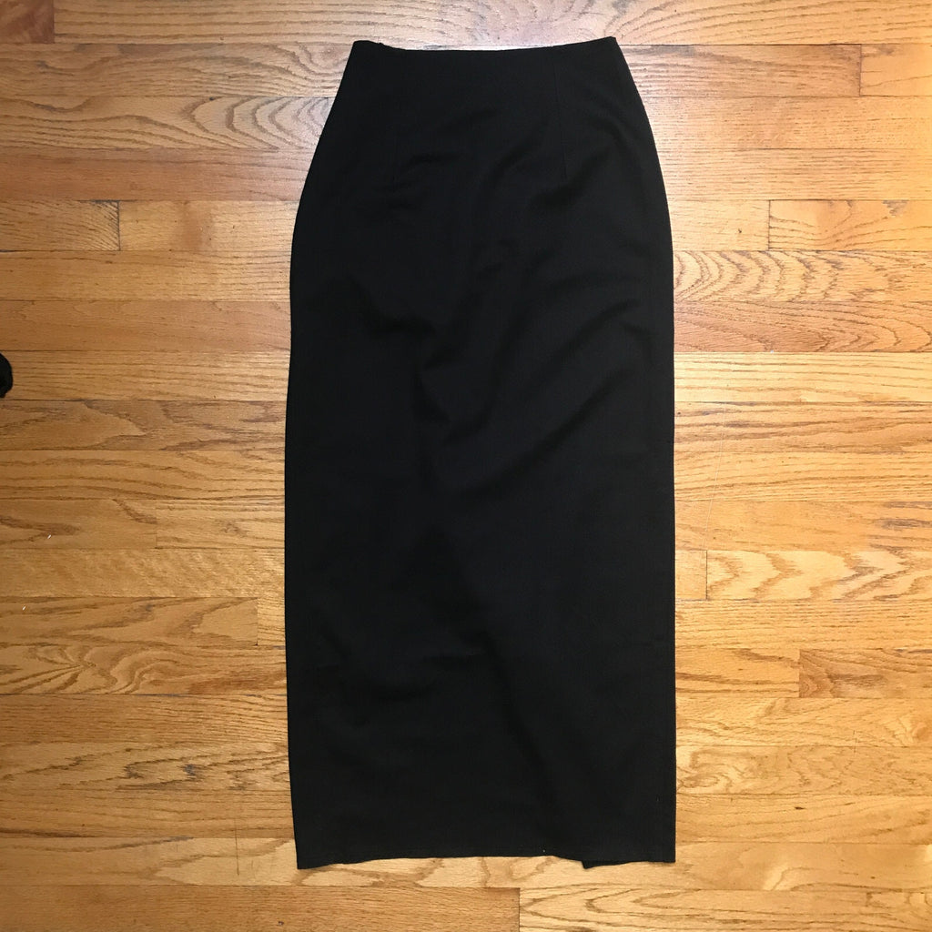 Phaze UK Punk Goth Black Cotton Red Vinyl Lacing Long Skirt