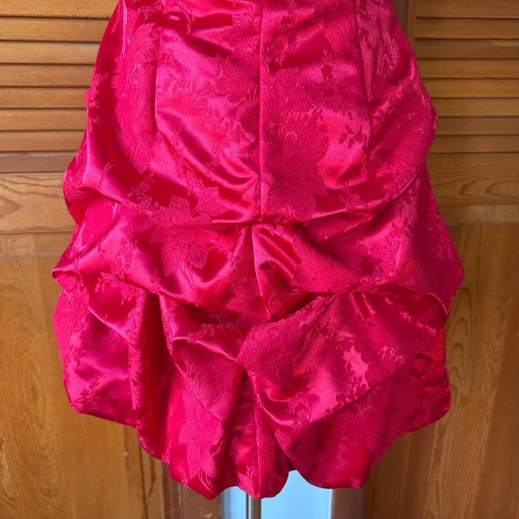Vintage Burlesque Jessica McClintock Red Brocade Bow Party Cocktail Dress 7 S-M