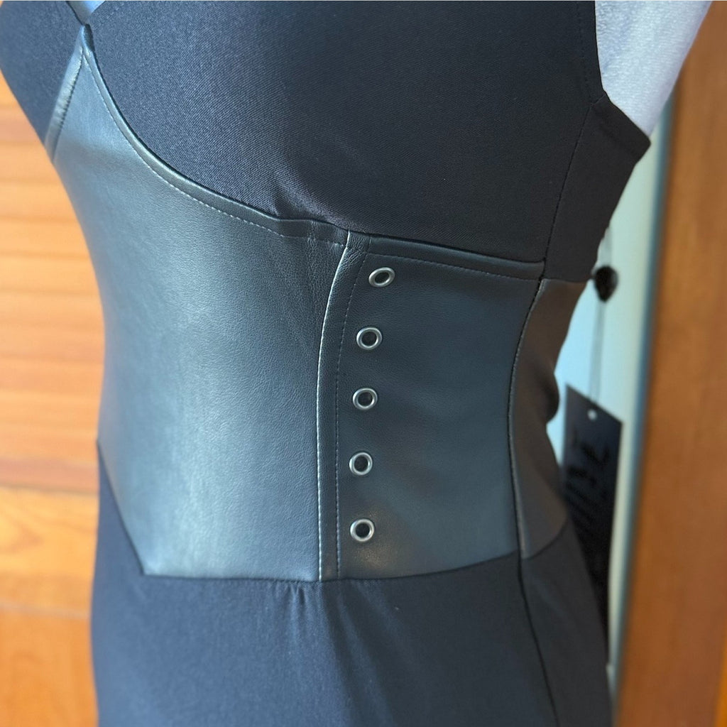 Killstar Goth Punk PinUp Retro Fetish Elegant Bodycon Faux Leather Waist Dress