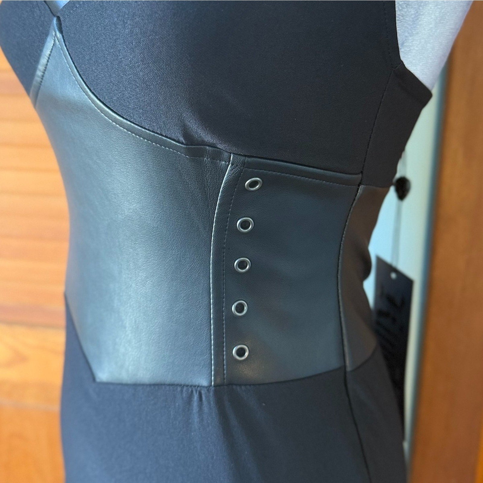 Killstar Goth Punk PinUp Retro Fetish Elegant Bodycon Faux Leather Waist Dress