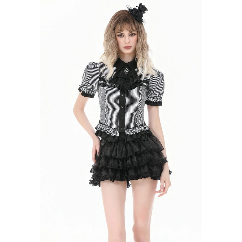 Dark In Love Gothic Lolita Victorian EGL Vkei Steampunk Jabot Shirt Blouse
