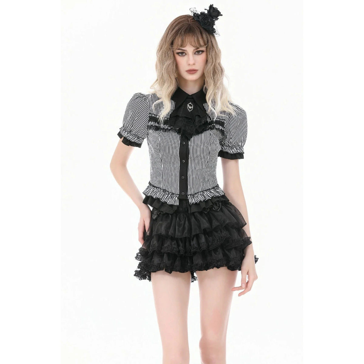 Dark In Love Gothic Lolita Victorian EGL Vkei Steampunk Jabot Shirt Blouse