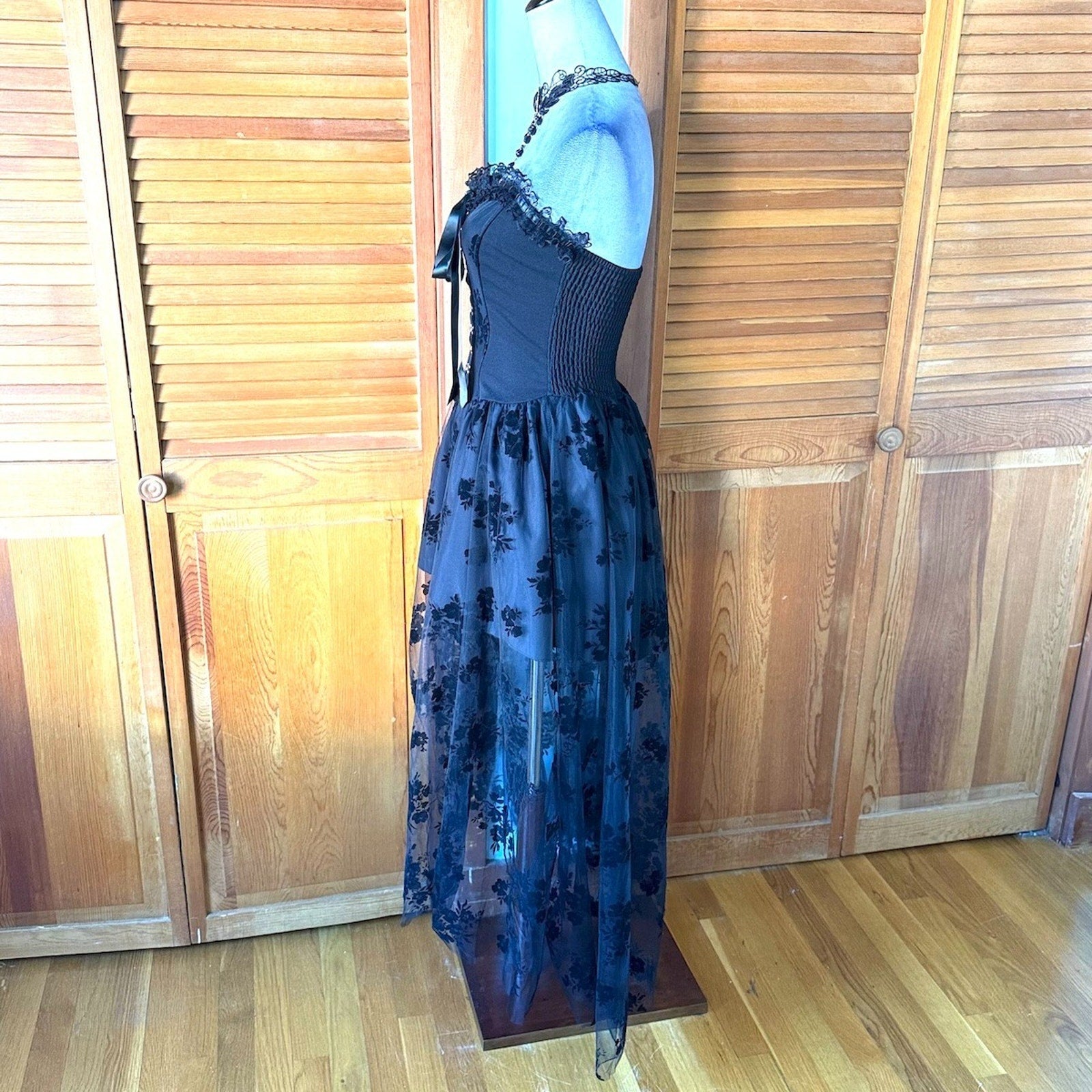 Gothic Victorian Vkei Dark Fairycore The Fairest Fairy Black Lace Over Dress