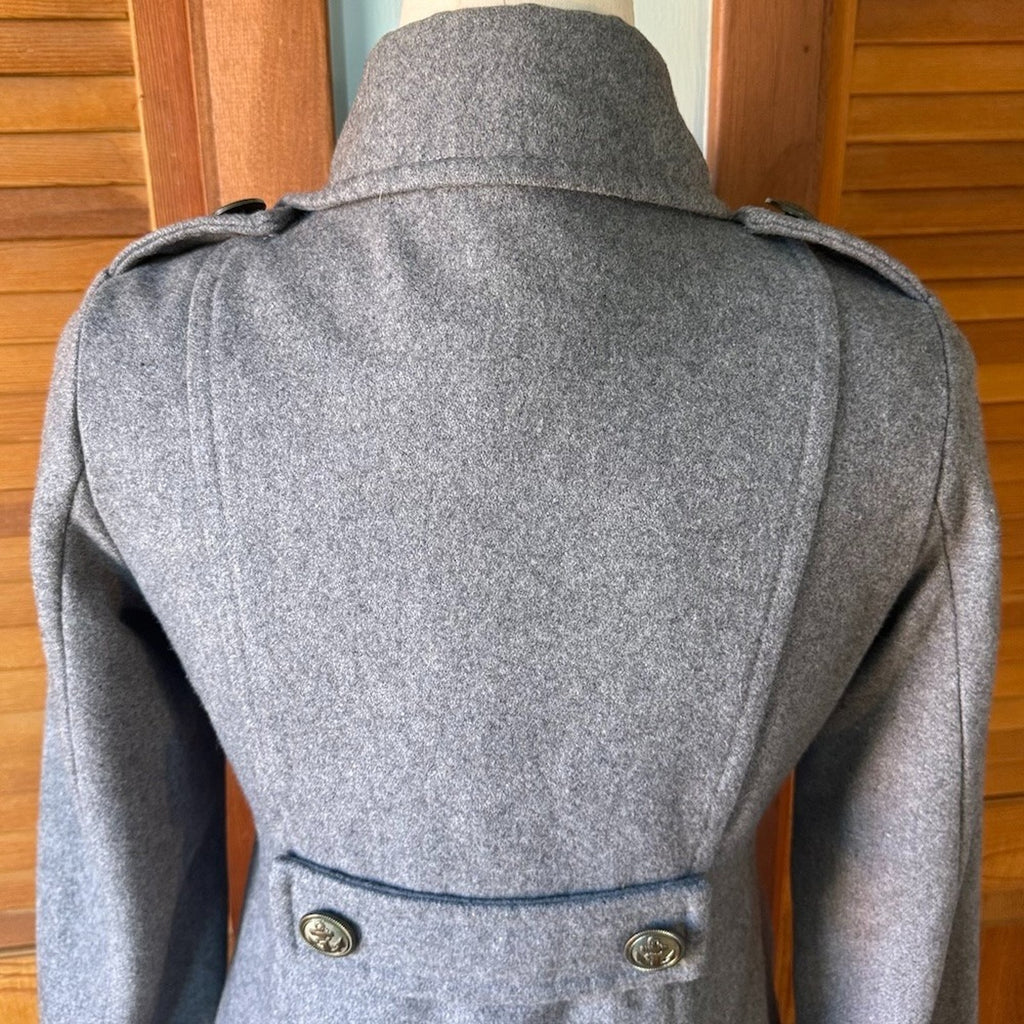 Tulle J-fashion Dollcore Gyaru Himekaji Gray Wool Blend Pea Coat Jacket XS-S