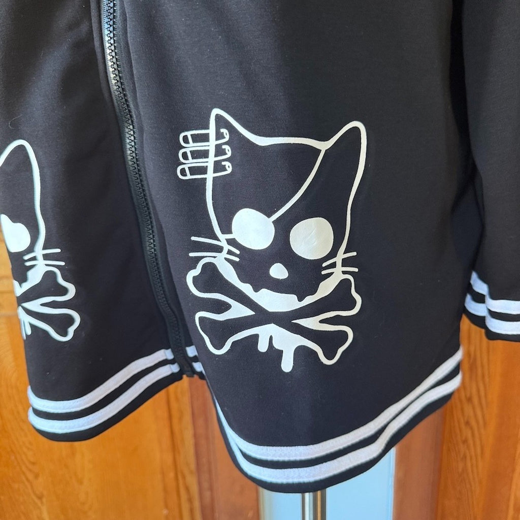 ACDC Rag Punk Goth Emo Black & White Kitty Cat Sailor Collar Jacket Plus Size