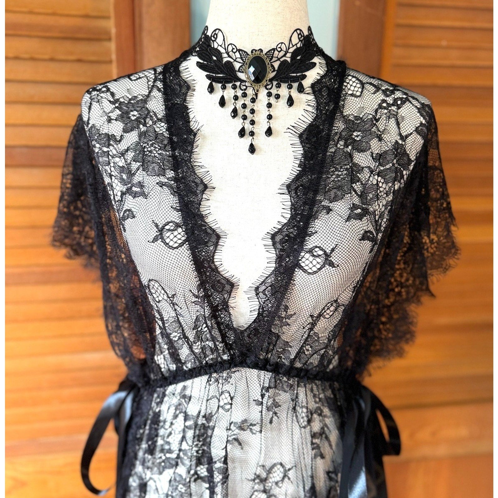 Gothic Victorian Coquette Balletcore Black Lace Overdress Dress Cover S-XXL