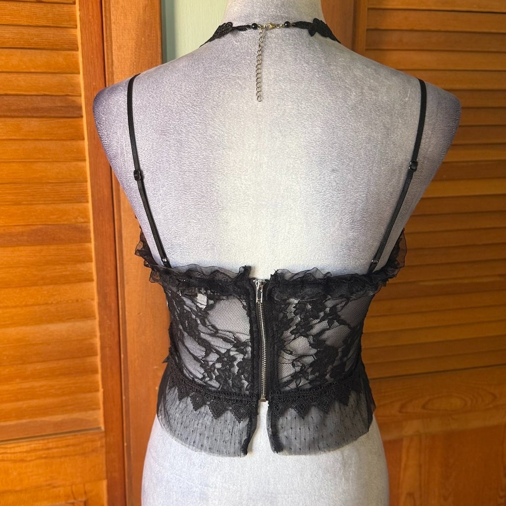 Gothic Victorian Vampire Vkei Blood Red Roses Black Lace Tank Cami Top