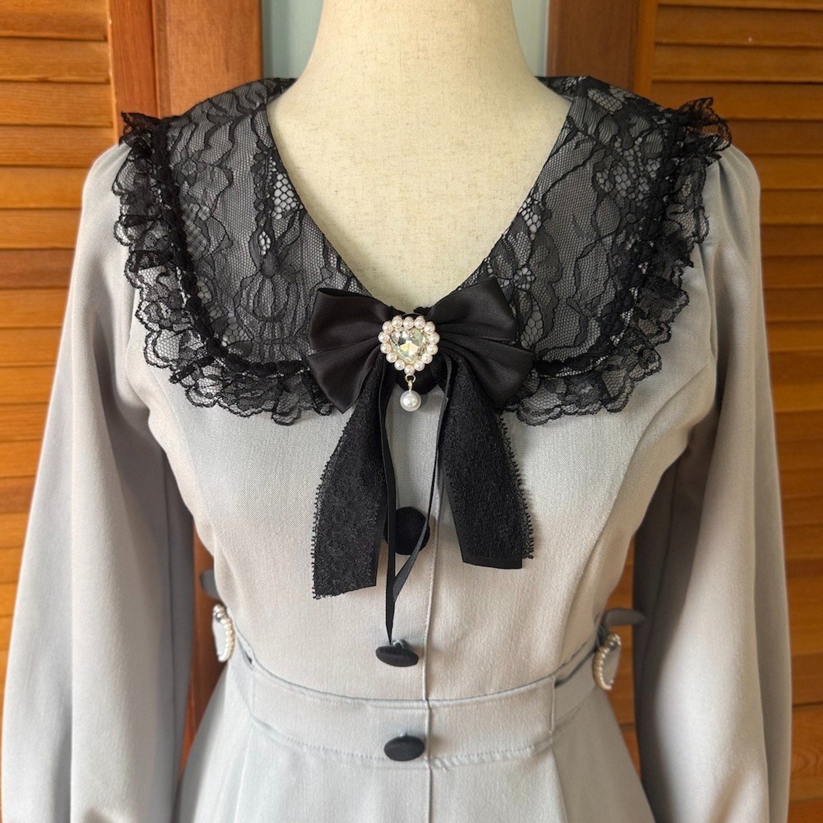 Liz Lisa J-fashion Harajuku Gyaru Jirai Kei Dollcore Gray Black Lace Dress S