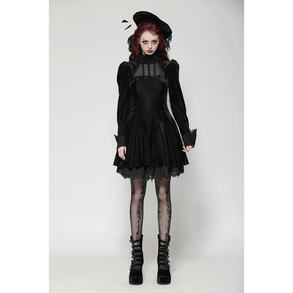 Dark In Love Gothic Victorian Lolita The Netherworld Black Velveteen Dress