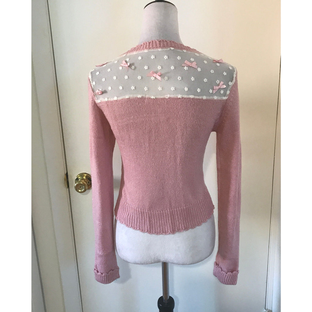 Lolita Victorian Kawaii J-fashion Pink & White Cardigan Sweater S