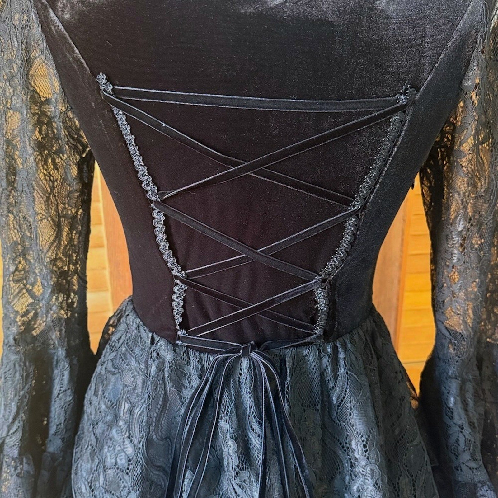 Dark In Love Gothic Victorian Dark Temptations Velvet Lace Bell Sleeve Dress