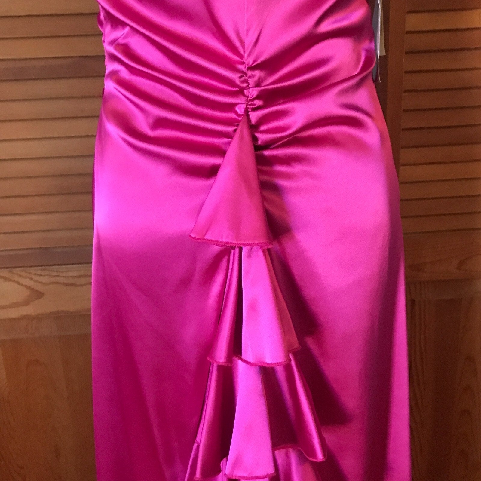 Jessica McClintock Vintage Victorian Lolita Fuchsia Ruffle Train Evening Gown L